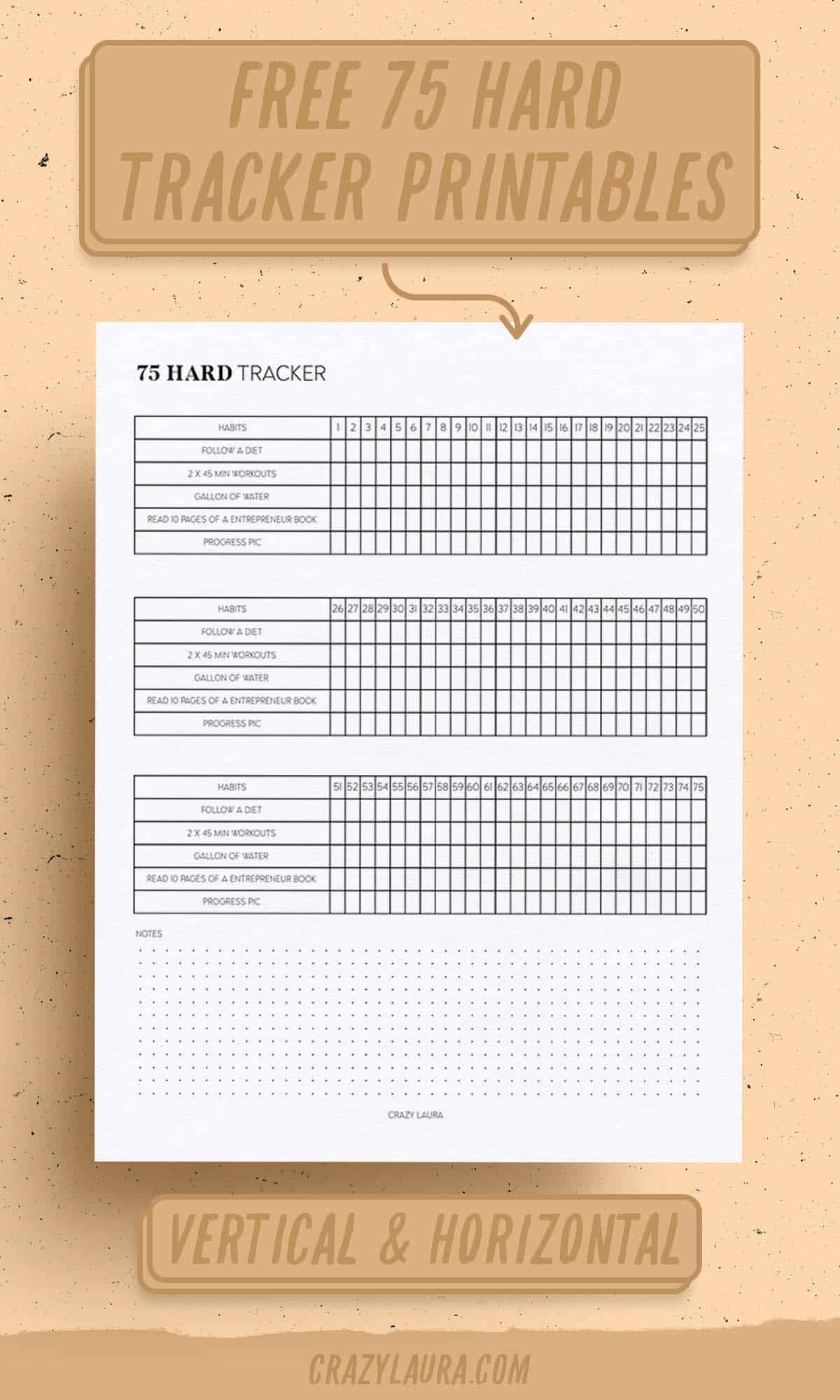 free printable pdf 75 hard tracker