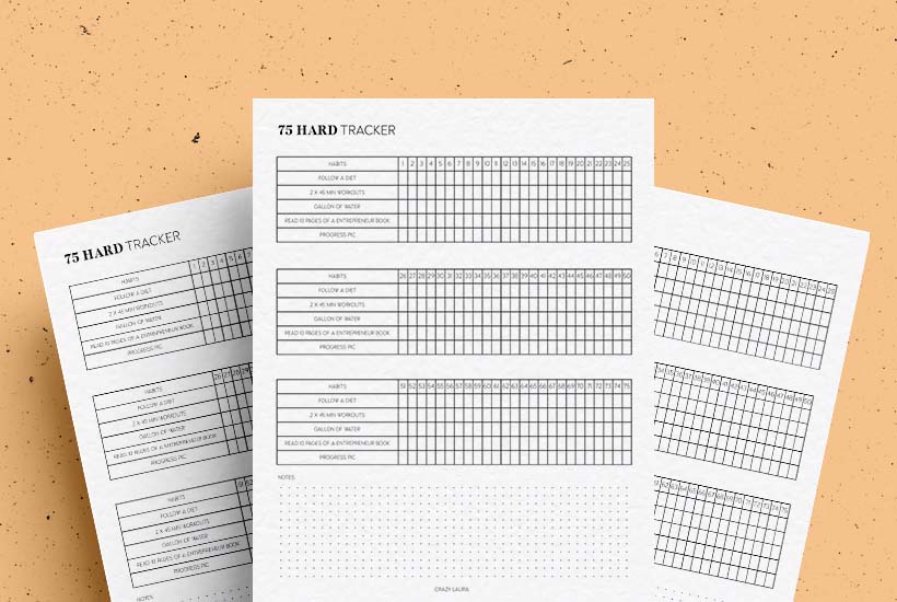 Free 75 Hard Tracker Printable With Two Versions for 2024