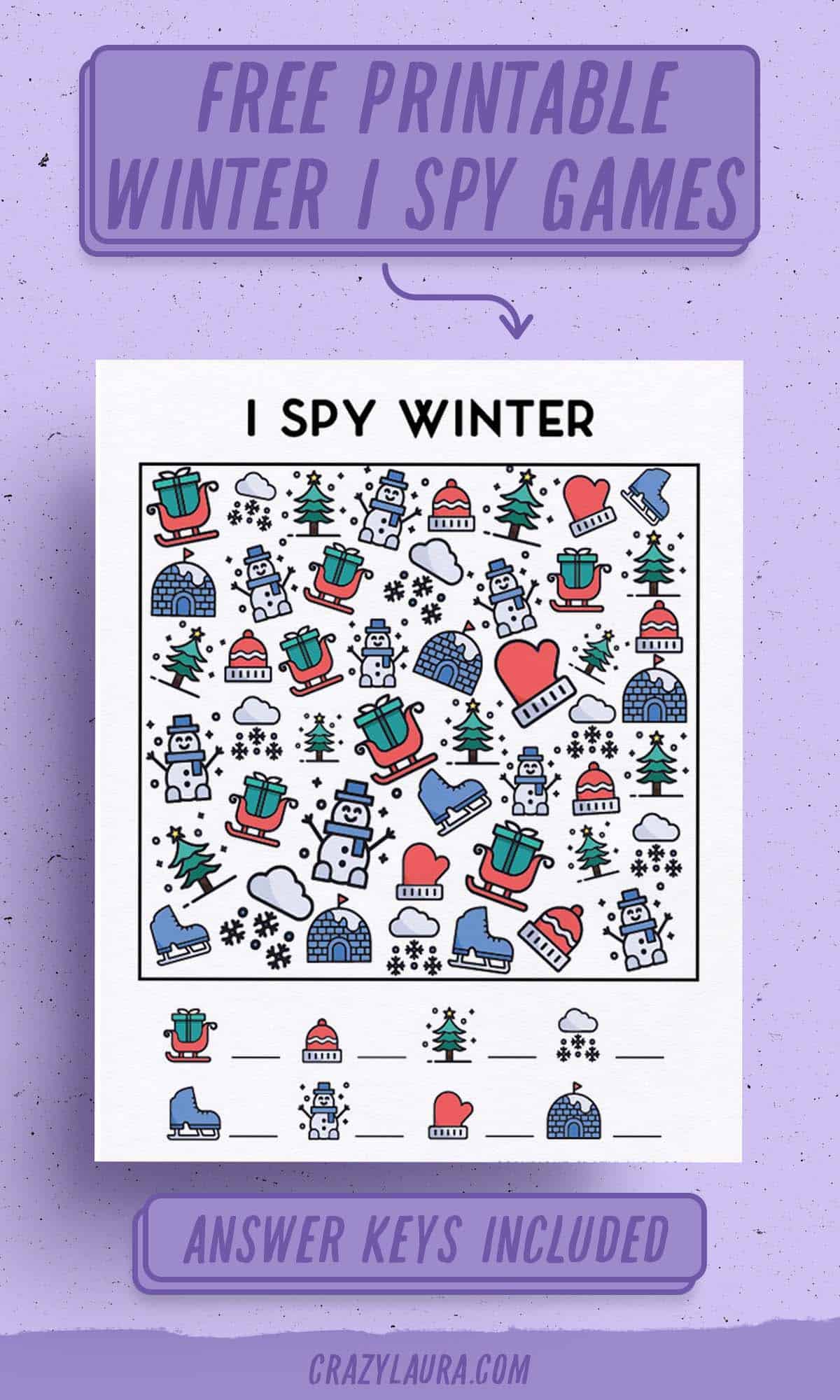 free kids I spy activity for winter