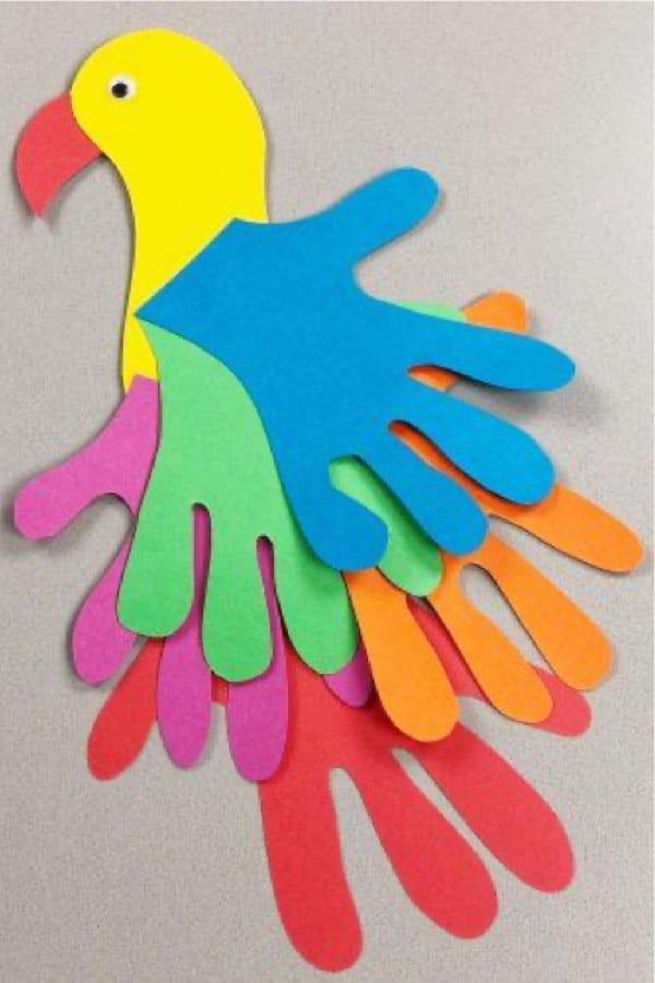 construction paper craft with handprint for kids