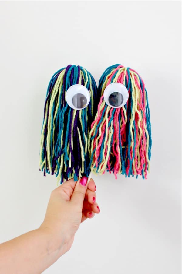 cute monster craft with yarn