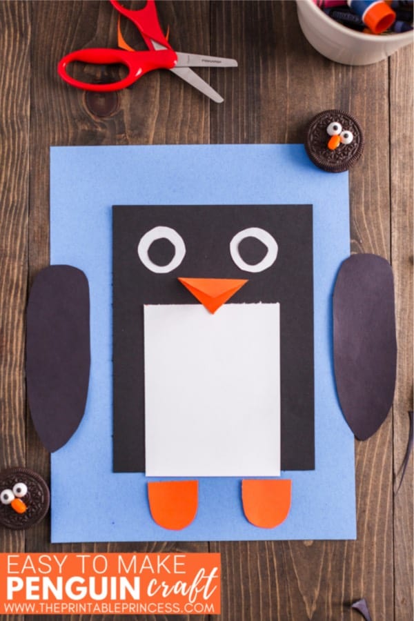 paper penguin craft example for young kids