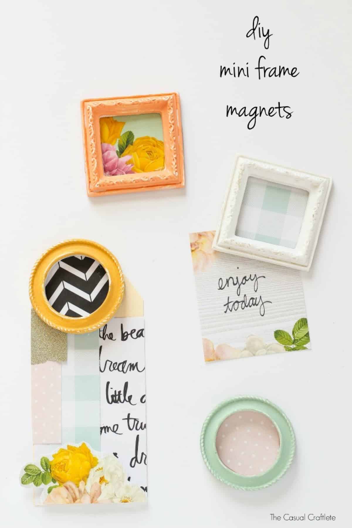 how to make mini picture frames for the fridge