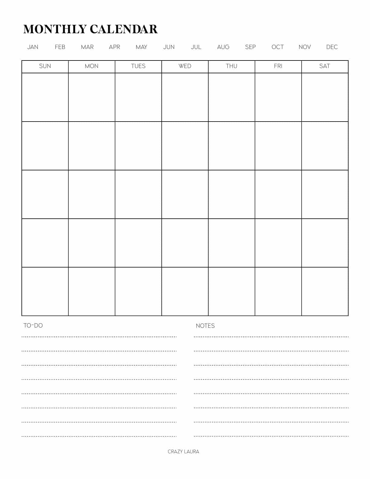 blank monthly calendar sheet