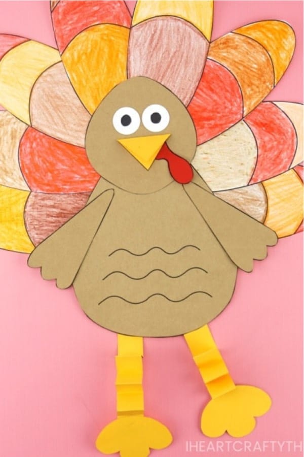 crayon and paper turkey craft for kids