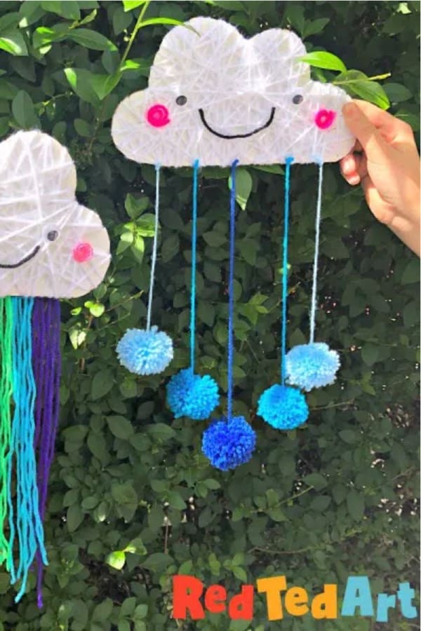 rainbow craft example with yarn