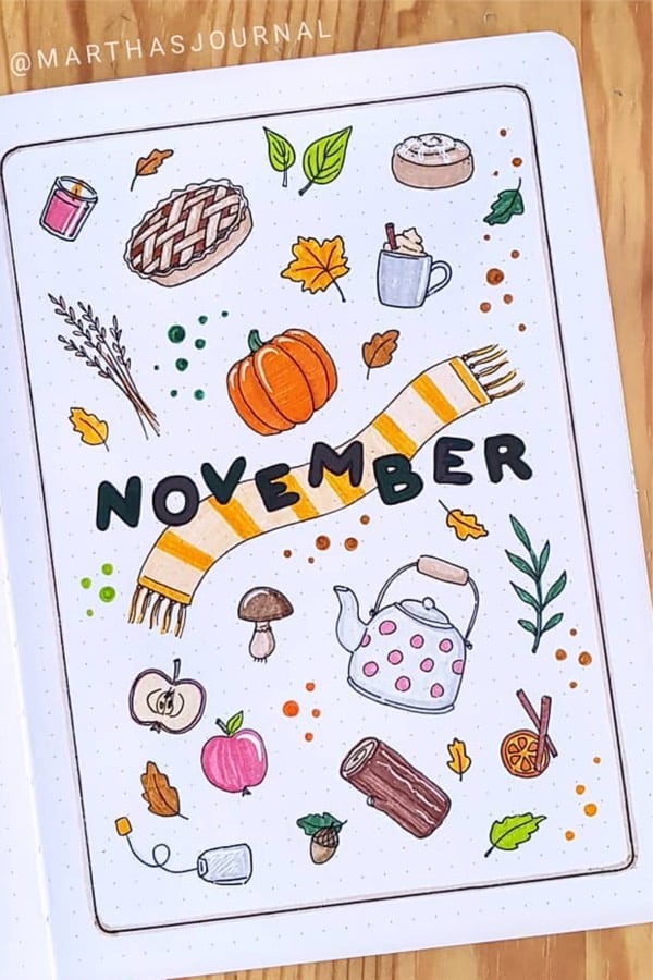 doodle themed bullet journal monthly covers