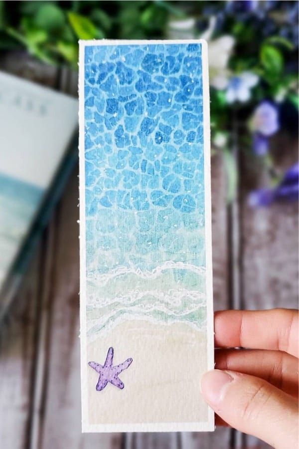 how to make a diy bookmark with painted beach theme