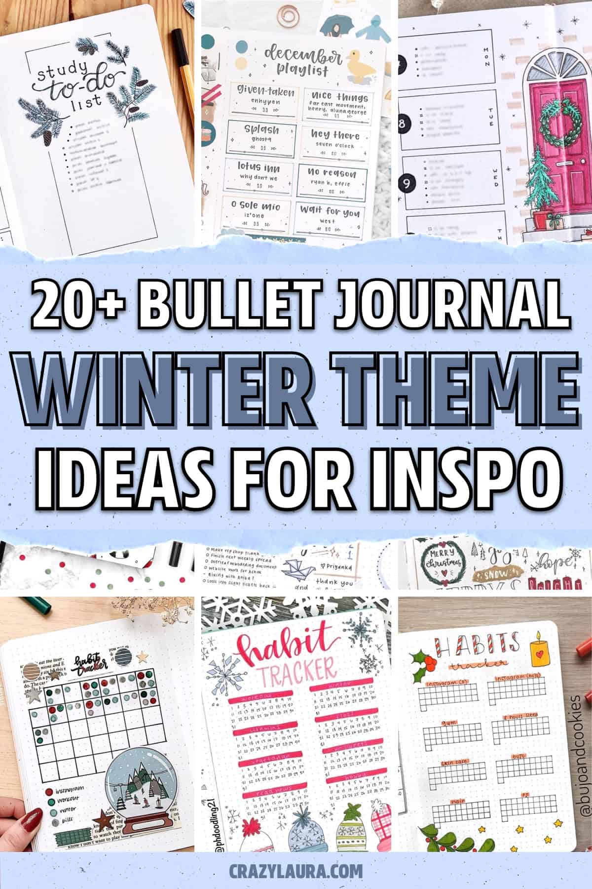 creative bullet journal layouts for winter