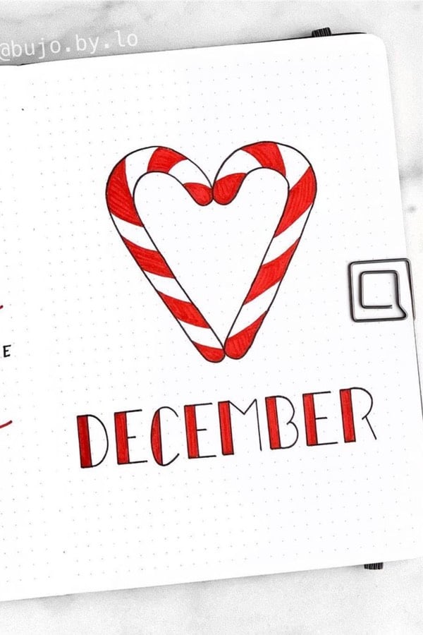 dot journal cover page with christmas doodles