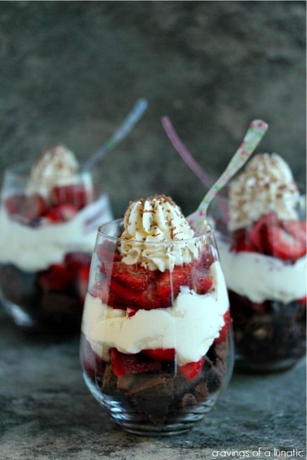 desswert parfaits filled with strawberries