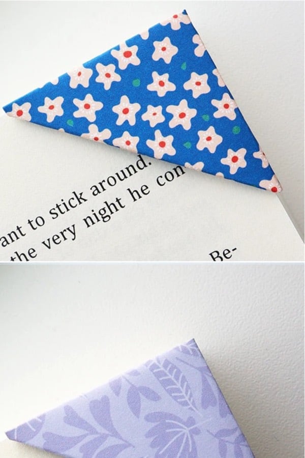 printed paper corner bookmark example