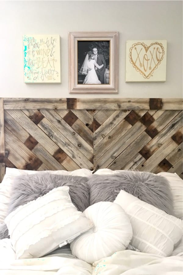 herringbone craft project with pallet wood