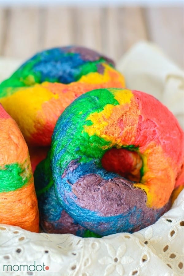 rainbow bagel recipe tutorial for kids