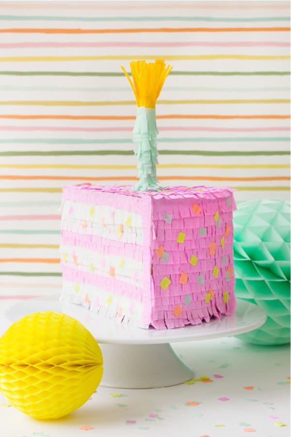birthdy day cake shaped diy pinata tutorial