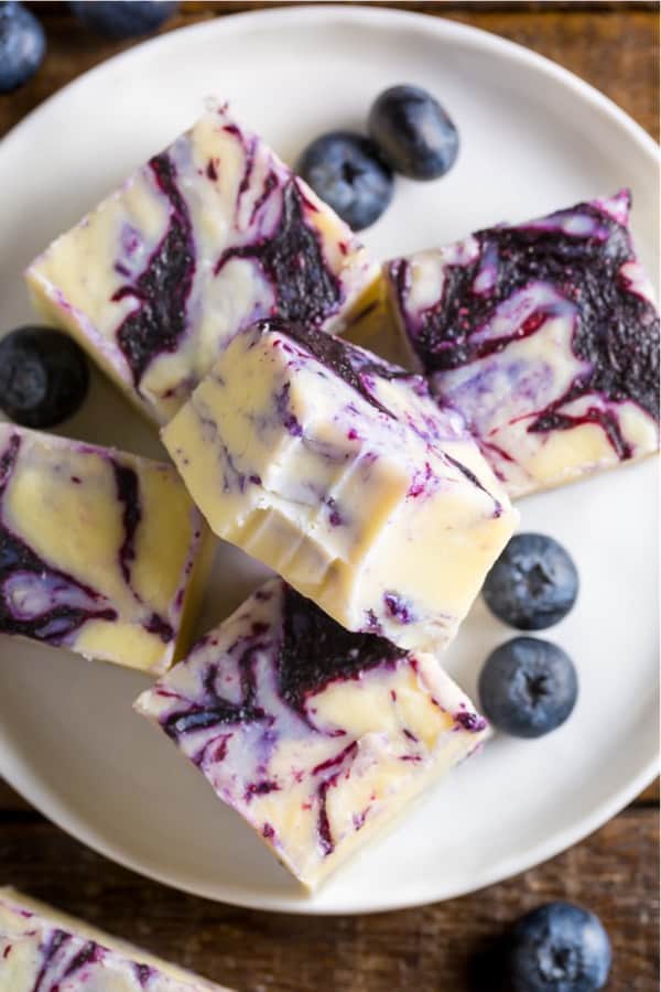 dessert fudge with blueberries