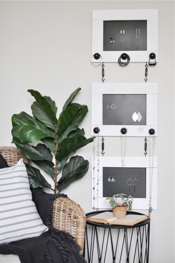 industrial style diy jewelry organizer idea