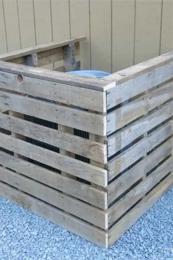 diy pallet project to cover ac unit