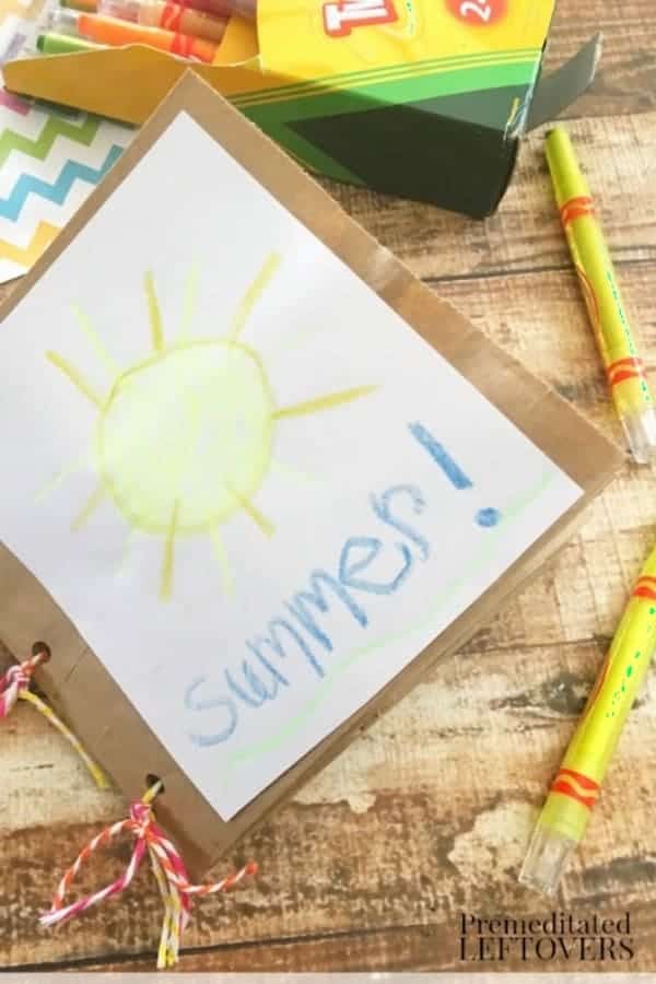 summer kids craft with brown paper bags