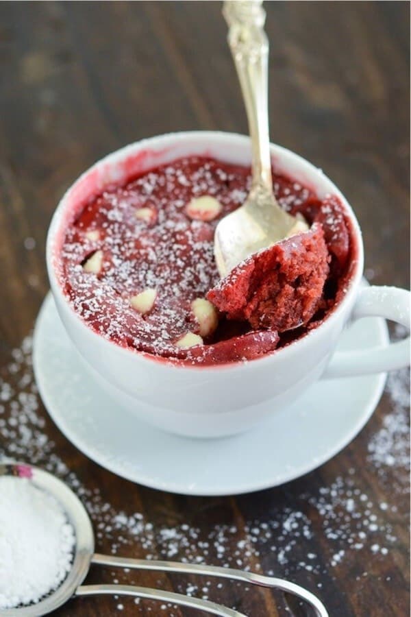recipe tutorial for red velvet mug cake