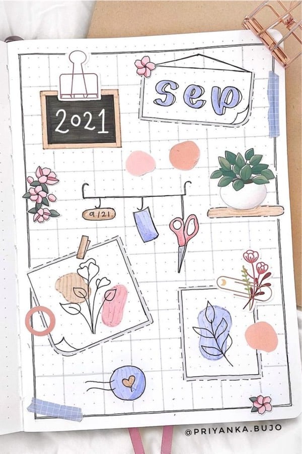 fall cover page with doodle decoration