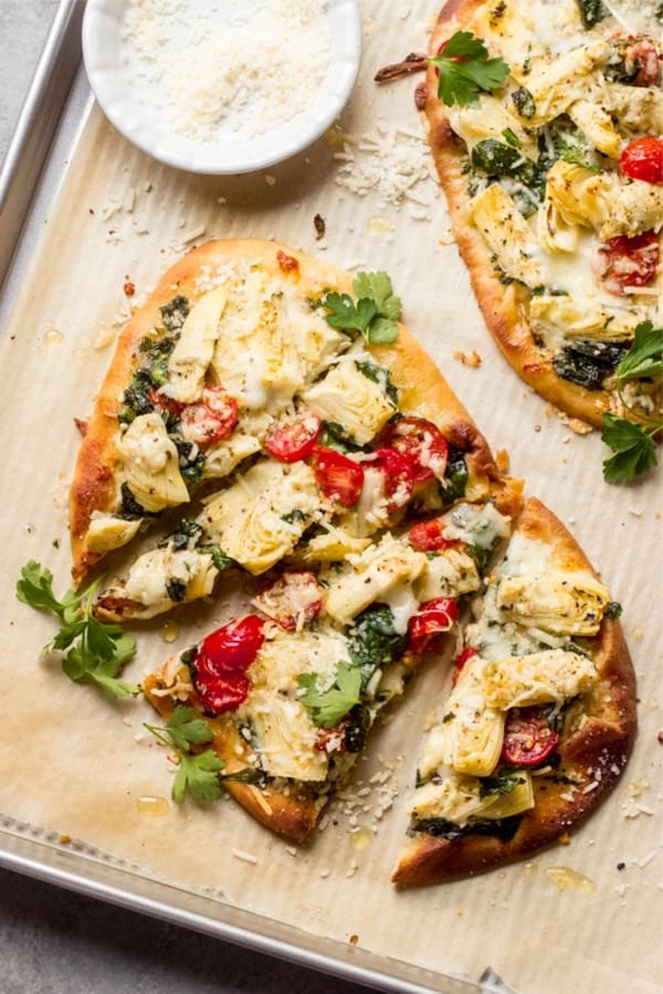 cheese and flatbread recipe with spinach
