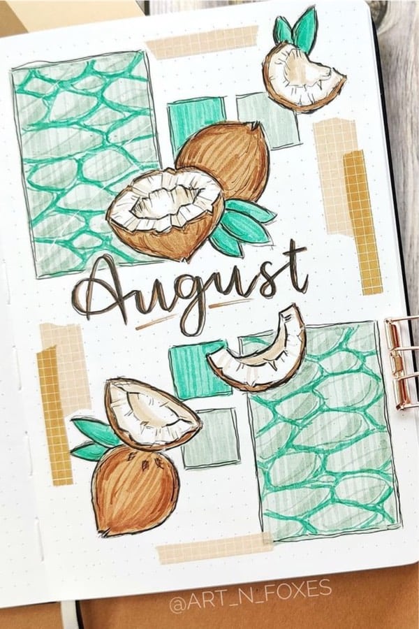 bullet journal cover inspiration with doodles