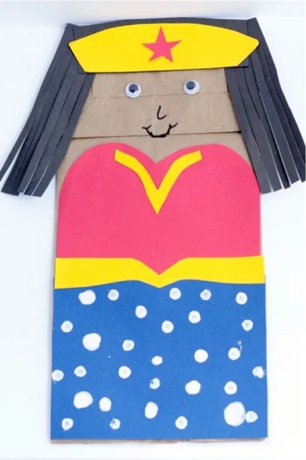 brown paper bag puppet craft tutorial for kids