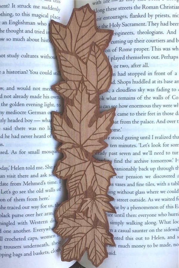 maple leaf shaped wooden bookmarks