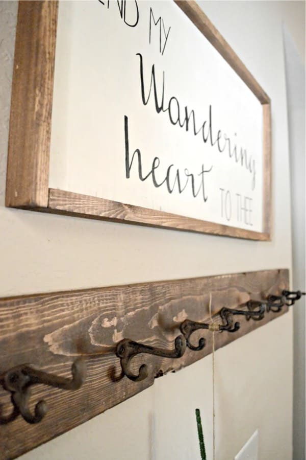 farmhouse style diy coat hanging build project