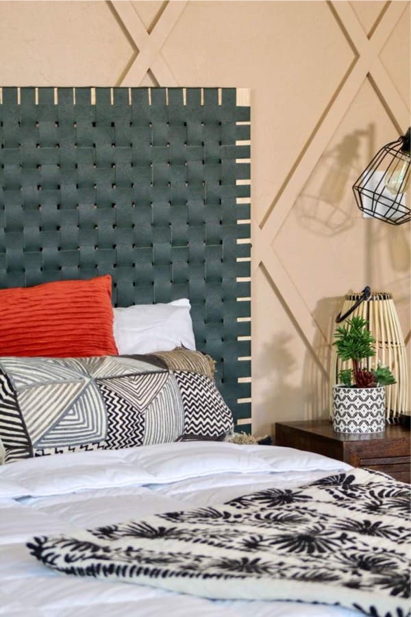 how to make a headboard with leather weave