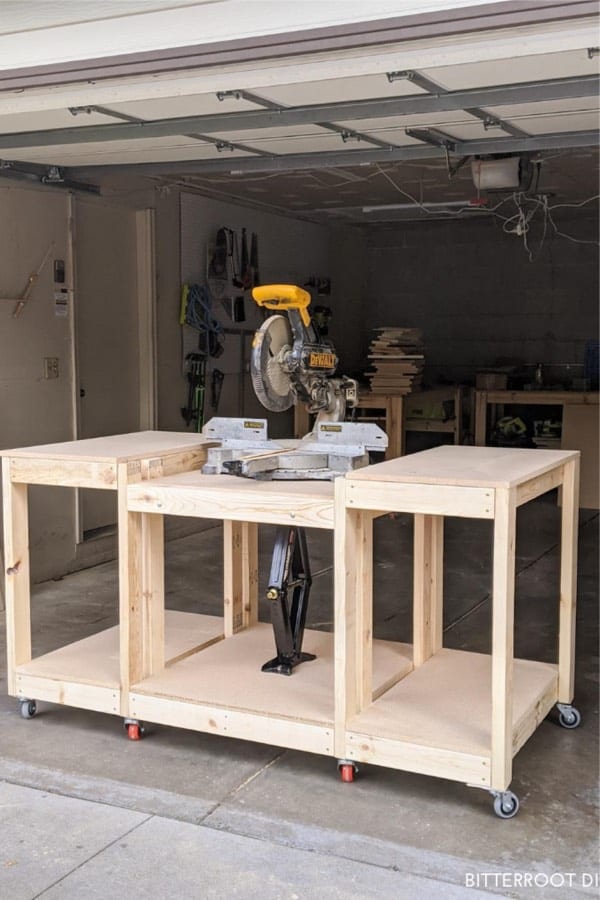 do it yourself work table with miter saw