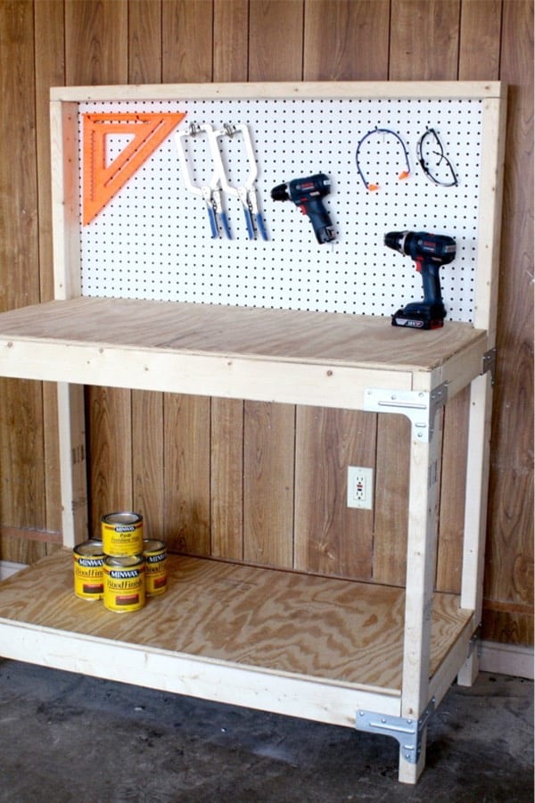 diy workbench build tutorial with pegboard