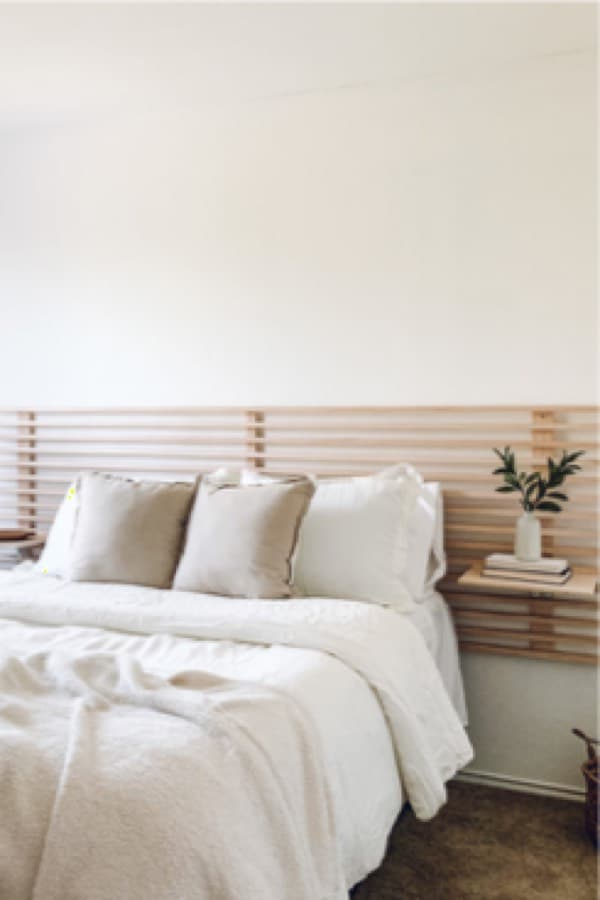 diy horizontal wooden slat headboard build