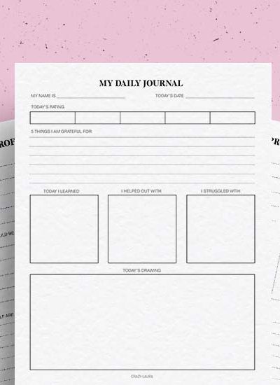 daily journal pages for kids