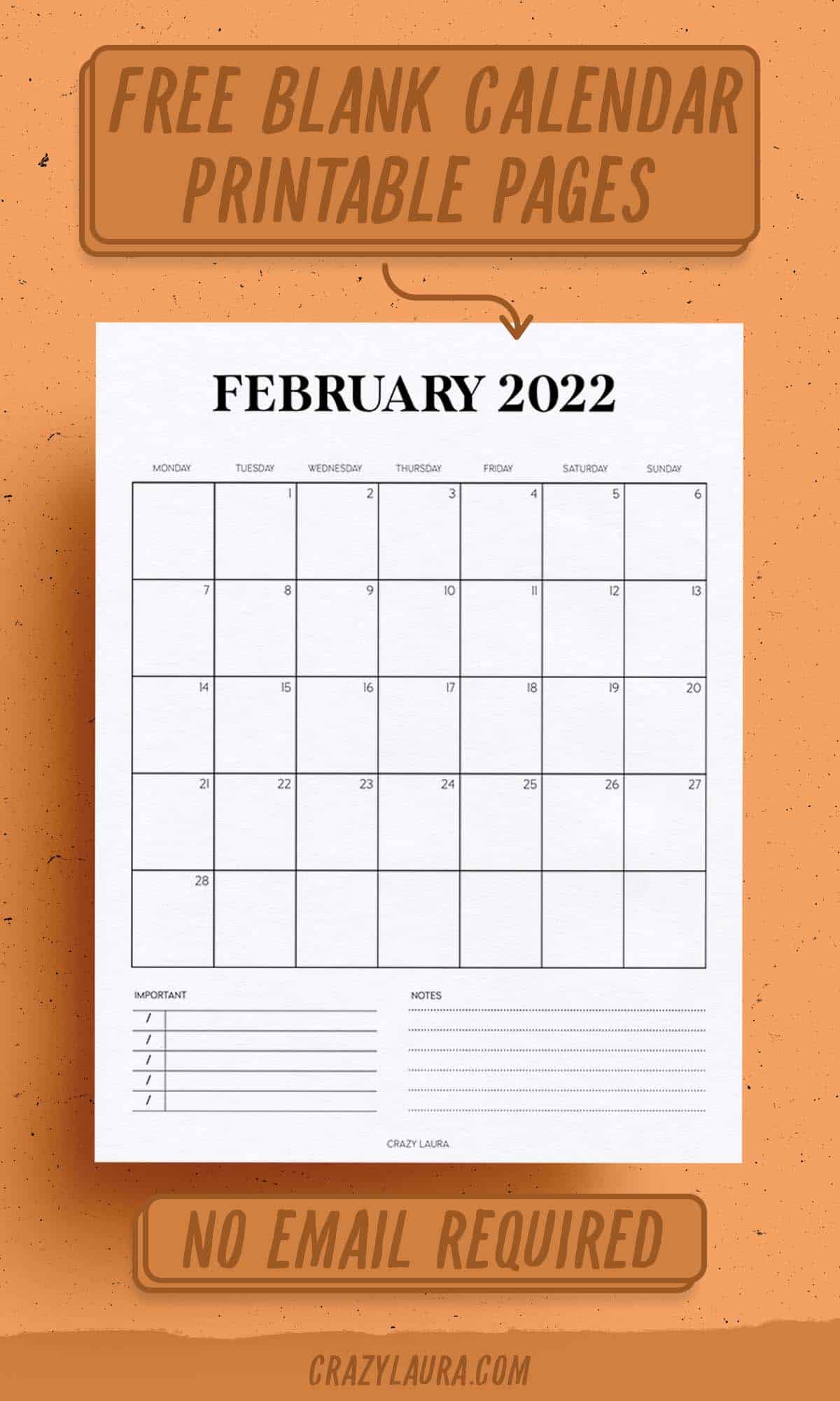 simple blank monthly calendar