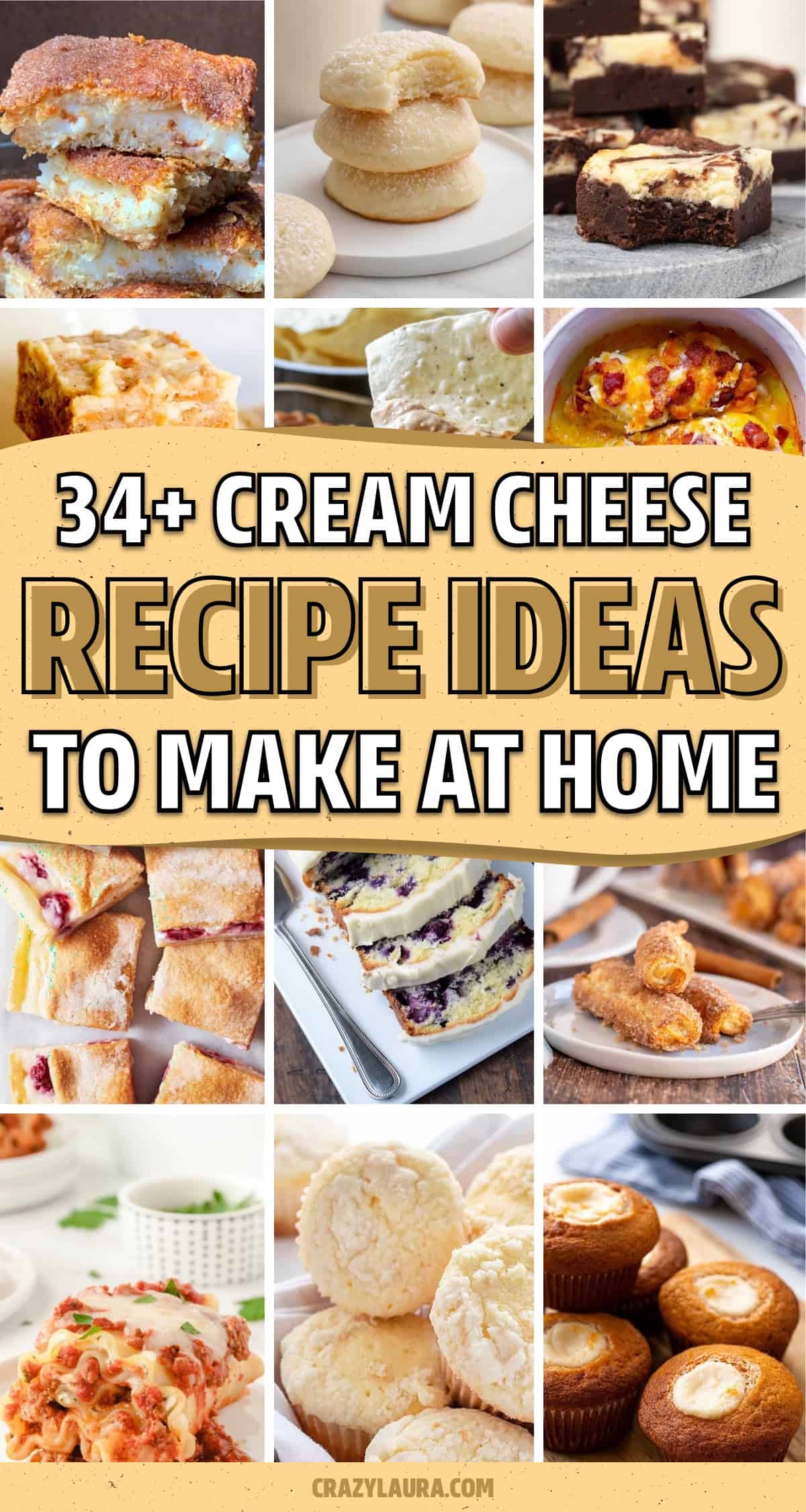 list of recipe ideas that use cream cheese