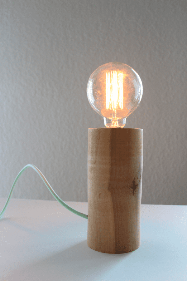 Lamp with Cylindrical Wooden Base