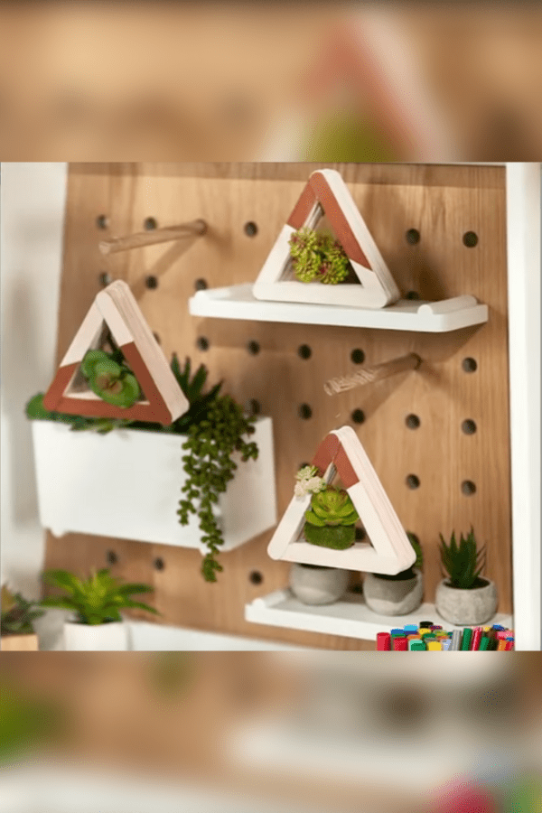 Triangle Shelf Made From Craft Sticks