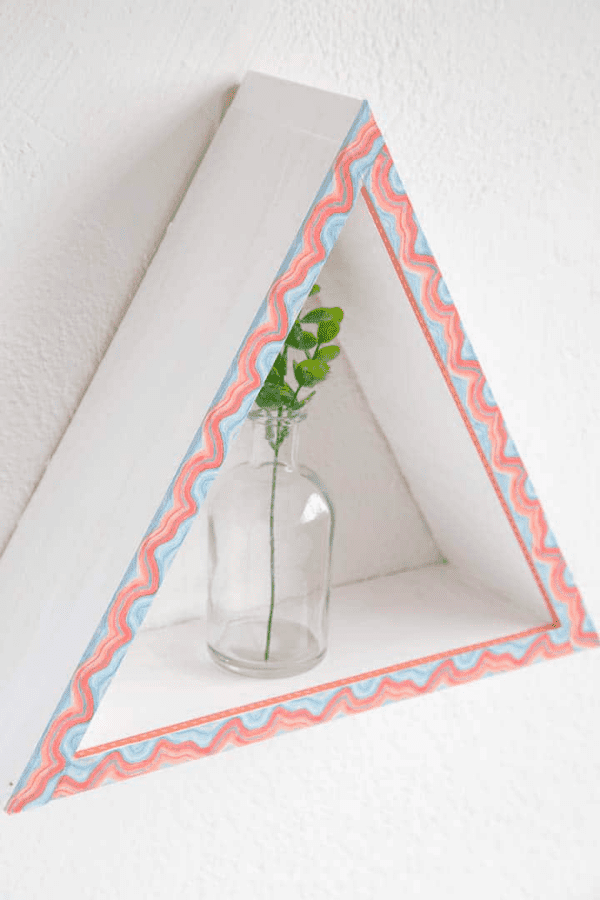 Washi Tape Patterned Triangle Wood Shelf