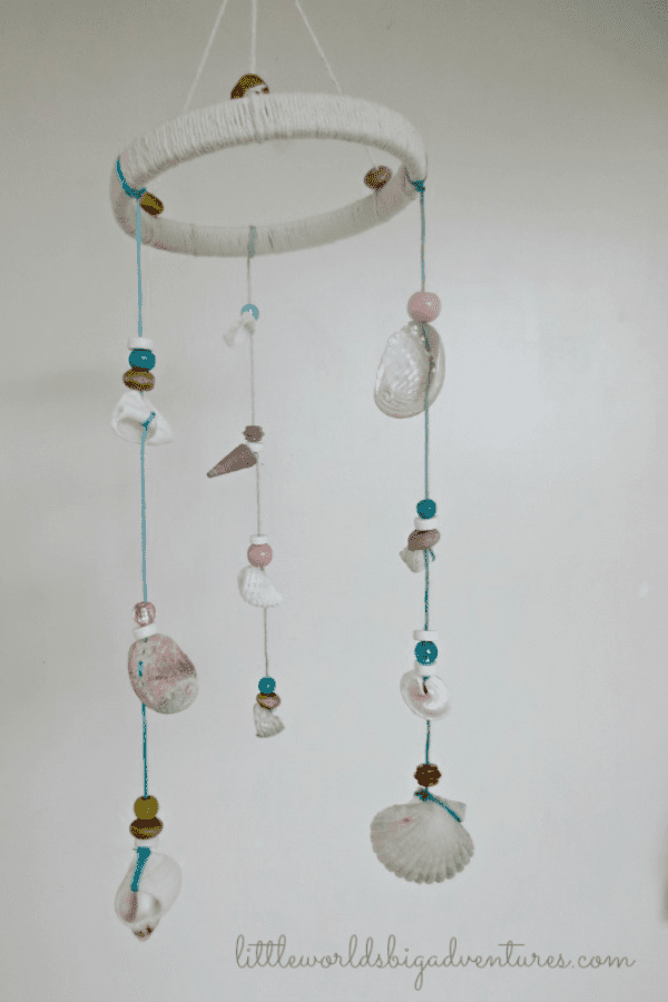 Seashell Mobile With Embroidery Floss & Hoop