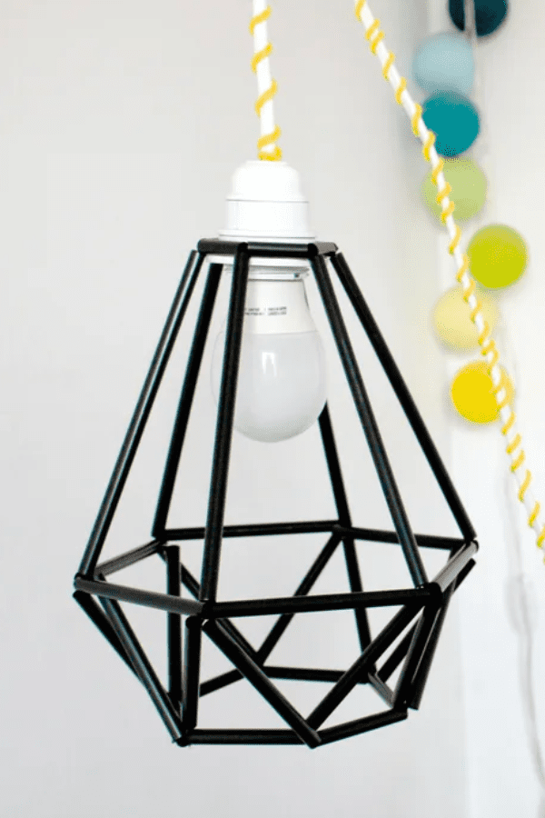 Geometric Lamp From Straws and Thread