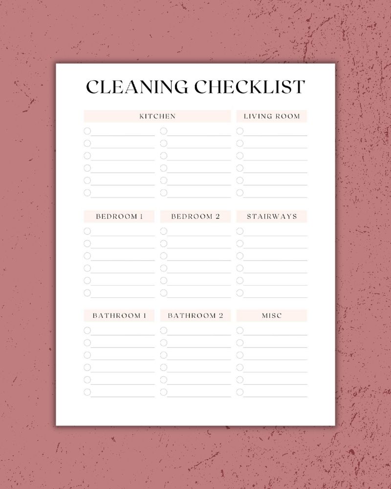 CLEANING CHECKLIST PLANNER TEMPLATE