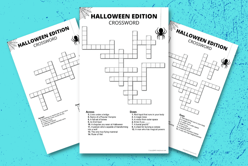 Free Halloween Crossword Printable Game Sheets