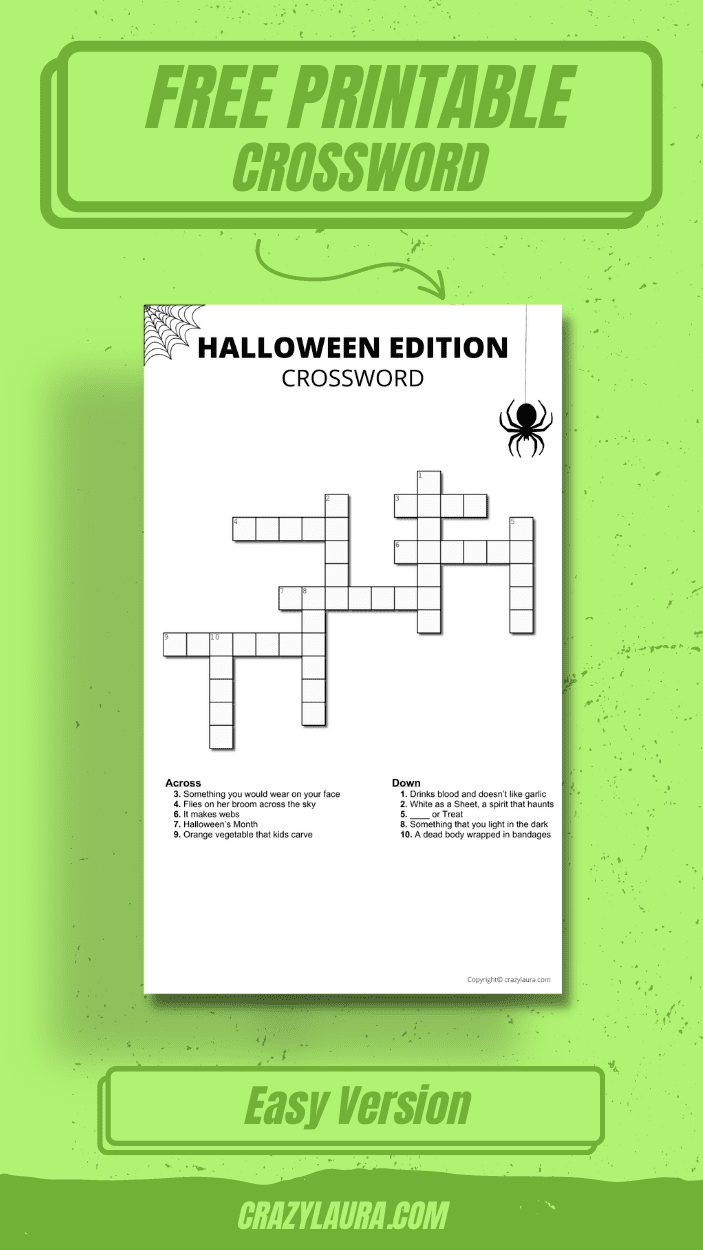 Halloween Edition - Crosswords Printable (EASY)