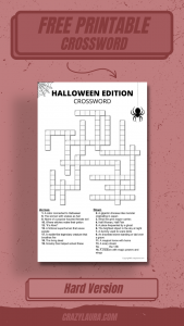 Free Halloween Crossword Printable Game Sheets - Crazy Laura