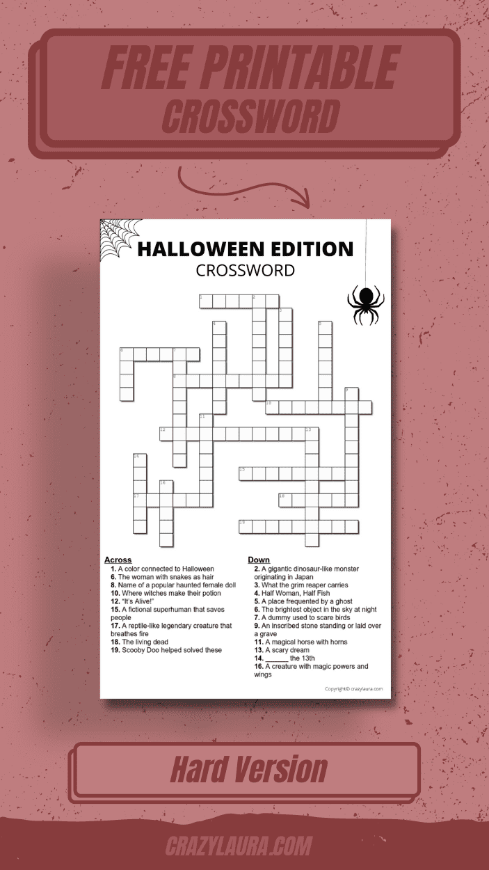 Halloween Edition - Crosswords Printable (Hard)