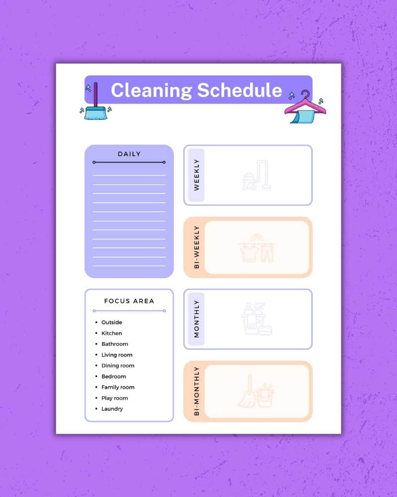 SIMPLE CLEANING SCHEDULE PLANNER