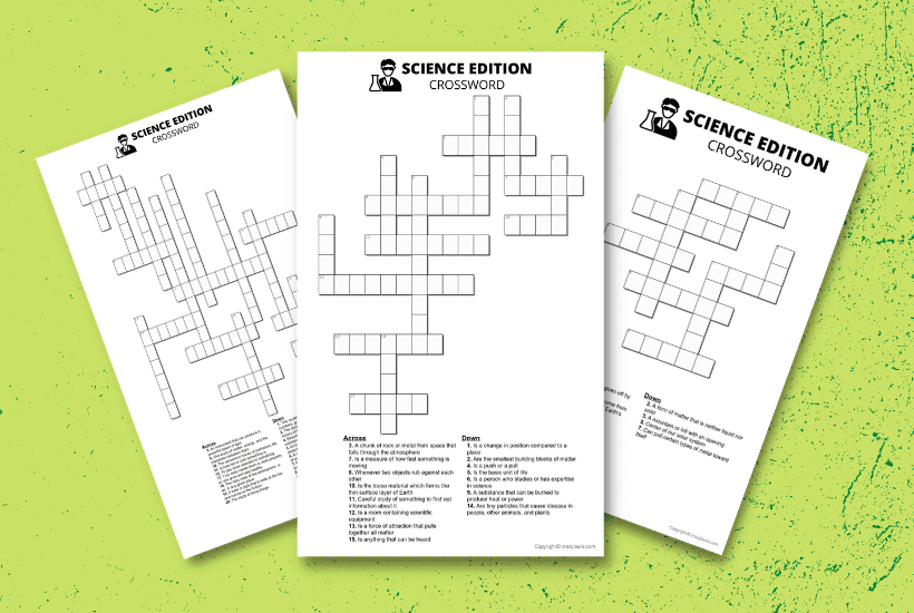 Free Science Crossword Printable Game Sheets