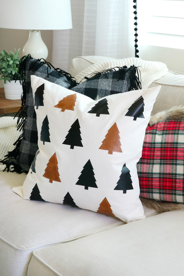 Faux Leather Christmas Tree Pillow